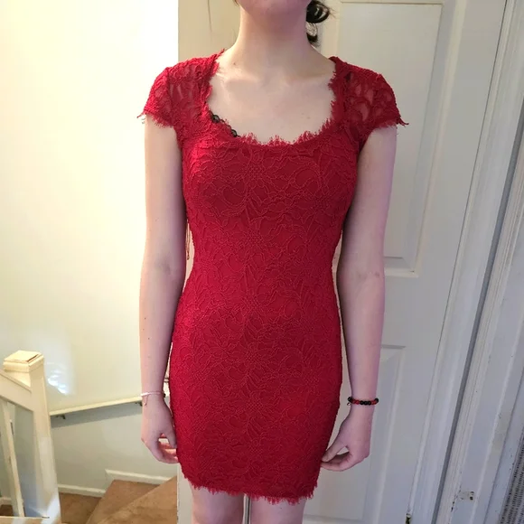 Juniors Med Red Lace Dress | Color: Red | Size: Jr Medium | Maimuna787's Closet Juniors Med Red Lace Dress | Color: Red | Size: Jr Medium | Maimuna787's Closet